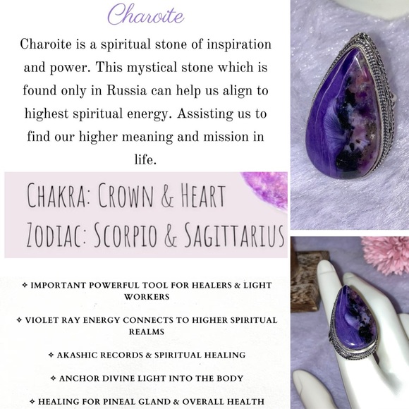 Charoite Gemstone Chunky Handmade Ring - Picture 9 of 9